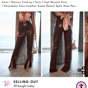 PLT Brown Leather Pants
